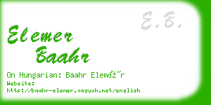 elemer baahr business card